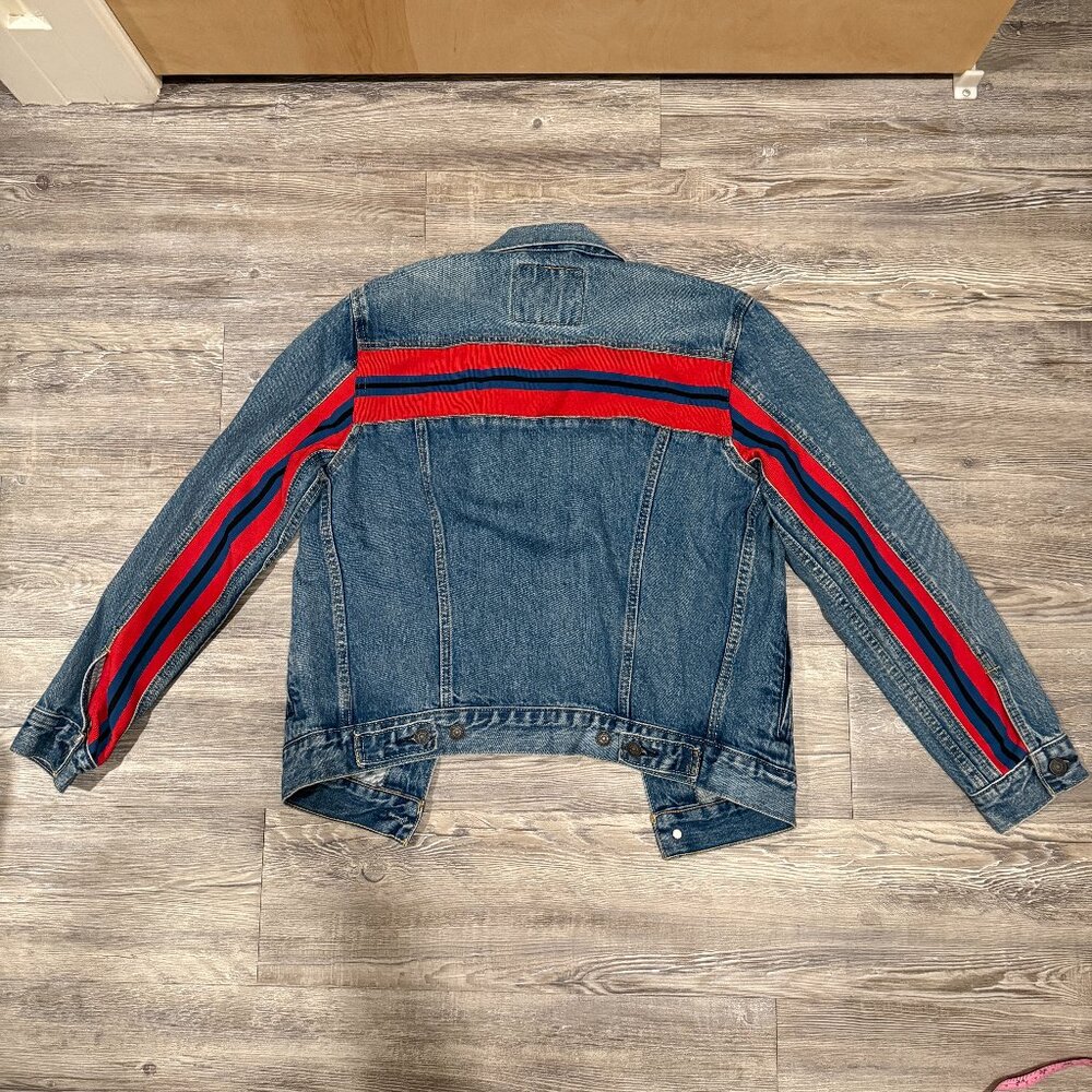 Levi’s Red Bolt Stripe Denim Jean Trucker Jacket Coat (Size S)